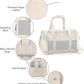 Fashion Leather Dog Carrier, Airline Approved Cat Carrier Soft Sided Pet Bag Carrier Purse for Puppy Kitten Small Animals White