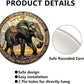 Lygond Metal Sign Tin Sign Circular Stained Glass Elephant Garden Tin Sign for Yard 8×8 Inches