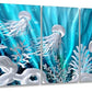 SYGALLERIER Jelly Fish Large Metal Wall Art Hand Grind Aluminum Artwork 3D Undersea World Coastal Pictures Nautical Decor for Living Room Bedroom