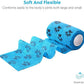 WePet Pet Wrap, Self-Adhesive, Only Sticks to Itself, Non-Woven Tape for Dog Legs, Paws, Wounds, First Aid Cohesive Gauze for Horse, Cat, Bird, Animal, 6 Rolls, 4 Inch, Pawprints A