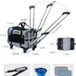 Cat Dog Carrier with Wheels Airline Approved Rolling Pet Carrier with Telescopic Handle, Shoulder Strap and Pet Bowl, Grey