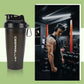 2 Pack Protein Shaker Bottle, 24 oz Protein Shaker Cup with Wire Shaker Ball for Pre Workout, Shake Bottle with Carrying Handle, BPA-Free & Dishwasher Safe (Black, Blue)