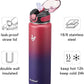 Enerbone 32 oz Insulated Water Bottle, Stainless Steel Bottle with Carrying Strap, Double-Wall Vacuum Insulation Design, Leakproof Sports Bottle with Straw, Keep Drinks Cold or Hot for Hours