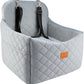 Dog Car Seats for Small Dogs, FurFrolic Memory Foam Dog Booster Seat for Small/Medium Dogs up to 35 lbs, Travel Pet Car Seat with Washable Detachable Cover, Storage Pockets, 2 Safety Belts (Gray)