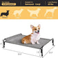 Veehoo Outdoor Elevated Dog Bed, Raised Dog Cot for Small Medium Dogs, Cooling Washable Waterproof Pet Hammock Beds with Slope Headrest, Breathable Mesh and Sturdy Frame, M, Black Silver, CWC2204