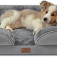 Bedsure Orthopedic Dog Bed Medium Size Dogs - Washable Medium Dog Cat Bed Waterproof, Comfort Pet Couch Sofa with Washable Removable Cover, Pets Bed with Nonskid Bottom, Grey, 28"