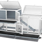 GDLF Two Floors 58" Wooden Indoor Bunny Hutch Rabbit Cage on Wheels Guinea Pig PET House for Small to Medium Animals Waterproof No Leak Tray