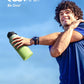 Water Bottle 32 oz Insulated with Straw, Coolflask Stainless Steel Metal 3 Lids Water Flask Wide Mouth for Sports or Office, Non-BPA Keep Cold Up to 48 Hrs or Hot Up to 24 Hrs, Ombre Green