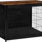 DWANTON Dog Crate Furniture with Cushion, Wooden Kennel Table with Double Doors, Indoor Dog House, Large Size, 38.5" L, Black+Rustic Brown