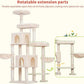 Hey-brother Cat Tree Tower, Scratching Posts with a Extended Part, Wide Platforms, Cozy Condos, Hammocks, Sisal Columns and Ball for Indoor Cats, 70.1 Inches, Beige MPJ038M