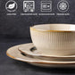 GBHOME Ceramic Dinnerware Sets,12 pcs Embossed Elegant Stoneware Plates and Bowls Sets, Housewarming Wedding Gift | Dishwasher & Microwave Safe | Dishes Set Service for 4