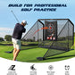 Golf Cage Practice Hitting Net,10x7ft Heavy Steel Frame with 2 Net Side Barriers,for Backyard Driving Chipping Swing Training, Home Range for Indoor& Outdoor.