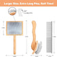 Dog Slicker Brush for Shedding and Grooming Medium or Long Haired Cats, Extra Long & Soft Pin Slicker Brush for Removes Loose Hair, Tangles, Knots, Undercoat, Free Pet Comb, Large, Oak