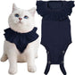 Cat Recovery Suit for Abdominal Wounds and Skin Diseases, Breathable Surgical Recovery Shirt After Surgery Wear Anti Licking Wounds,E-Collar Alternative for Cats Pet Kitten(RSC01-Navy-s)