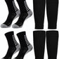KMOLY 1 Set Soccer Grip Socks,Shin Guard Sleeves for Football Basketball for Men and Women Black/White One Size