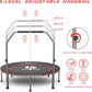 40/48" Low-Impact Rebounder Trampoline for Adults with Bungee, 450/550LBS Quiet Mini Exercise Trampoline with Adjustable U/T-Shaped Foam Handle Bar, Fitness Equipment for Indoor/Gym Workout