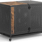 42" Heavy Duty Dog Crate Furniture for Large and Medium Dogs, Enclosed Design with 0.5 inch Holes, Indestructible Metal Kennel for High Anxiety Dogs, Chew Proof Pet House Cage Indoor, Brown