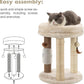 MECOOL 4in1 Small Cat Tree,Scratching Post with Tower Soft Bed, Sisal Carpet Jute Posts with Three Hanging Ball Toys and Massage Brush for Indoor Cats and Kittens