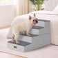 Dog Stairs for Large Dogs - Extra Wide Pet Stairs 2 in 1 with Zippers Suitable for Couch and Bed, Foam Dog Steps with Non Slip Bottom Grey 4 Steps, Grey