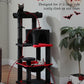 Gothic Cat Tree with Super Large Hammock, 45.7" Black Cat Tower with Coffin Bed, Cat Condo, Sisal Scratching Posts & Top Perch, Multi-Level Goth Cat Tree, Halloween, Black