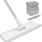 18" Professional Microfiber Mop Floor Cleaning System, Flat Mops with Stainless Steel Handle, 4 Reusable Washable Mop Pads, Wet and Dust Mopping for Hardwood, Vinyl, Laminate, Tile Cleaning (White)