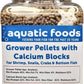 Aquatic Foods Inc. Shrimp Grower 45% Protein 1/16" x 3/8" Sinking Pellets with 15 Calcium Enriched Food Disks for Shrimp, Snails, Crabs, Catfish, Plecos, Bottom Fish, All Tropical Fish...12oz Jar