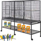 Large Double Birdhouse Treehouse Bird Flight Center Divider Cage with Side Breeding Nest Doors Removable Rolling Stand