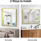 Gold Bathroom Mirror, 30x36 Inch Rectangular Framed Mirror, Large Wall Mounted Bathroom Vanity Mirror Over Sink for Bedroom,Restroom, Living Room, Hangs Vertically or Horizontally
