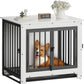 Dog Crate Furniture, Dog Crate End Table for Small and Medium Dogs,Wooden Cage Kennel Furniture Indoor, Modern Dog Crate with Multi-Purpose Removable Tray, Double-Doors Dog Furniture, White