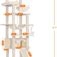 Heybly Tall Cat Tree, 78-inch Multi-Level Cat Tower for Indoor Cats, 2 Widened Plush Perches Cat Condo with Scratching Board and Big Caves, Beige HCT033M