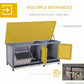 PawHut Wooden Rabbit Hutch Bunny Hutch Cage Guinea Pig with Waterproof Roof, No Leak Tray and Feeding Trough, Indoor/Outdoor, Gray