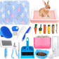 19 Pcs Rabbit Starter Kit Small Bunny Litter Box Rabbit Grooming Kit Water Bottle Bunny Toys Hay Feeder Bowl Blankets with Cleaning Set for Guinea Pig Accessories (Pink-White,Strawberry Bear)