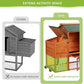 COZIWOW 82" Large Wooden Chicken Coop, Outdoor Rabbit Hutch with Wheels, Sunshine Board, Asphalt Roof, Ramp, Openable Top, Door, Window, Pull-Out Tray, Indoor Bunny Cage (Orange with Pattern)