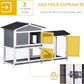 PawHut 62" Rabbit Hutch, Wooden Bunny Hutch, Guinea Pig Cage, Small Animal Enclosure with Run Area, Removable Tray, Asphalt Roof, Lockable Doors and Ramp, Gray
