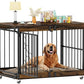 COZPAW Dog Crate Furniture, 48 Inch Dog Crates for Medium/Large Breed, Farmhouse Wood Metal Kennel Indoor Heavy Duty Pet Cage with Caster Wheels (Brown)