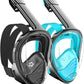 QingSong Full Face Snorkel Mask for Adults, Snorkeling Gear with Camera Mount, 180 Degree Panoramic View Snorkel Set Anti-Fog Anti-Leak