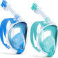 W WSTOO Kids Full Face Snorkel Masks,Suitable for Beginners Dry Top Snorkeling Gear,Can Your Mouth or Nose to Breathe,180 Degrees Panoramic View,Anti-Fog Anti-Leak,Summer Travel and Vacationing Gifts