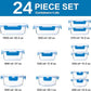 M MCIRCO 24-Piece Glass Food Storage Containers with Upgraded Snap Locking Lids,Glass Meal Prep Containers Set - Airtight Lunch Containers, Microwave, Oven, Freezer and Dishwasher, Blue