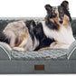 Orthopedic Dog Beds, Waterproof Memory Foam Large Sized Dog Bed with Sides, Non-Slip Bottom and Egg-Crate Foam Big Dogs Beds with Removable Washable Cover(Large,Grey)