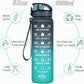 Enerbone Water Bottle, Leakproof BPA & Toxic Free, Motivational Water Bottle with Times to Drink and Straw, Fitness Sports Water Bottle with Strap for Office, Gym, Outdoor Sports