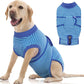 FUAMEY Recovery Suit for Dogs After Surgery,Soft Breathable Dog Bodysuit E-Collar & Cone Alternative Surgical Suit,Male Female Dog Neuter Spay Suits Anti Licking Wounds Onesie Navy Blue Strips XL