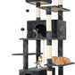 69in Large Cat Tree Tower for Indoor Cats with Soft Plush Hang Ball, Two Condos, Sisal Scratch Posts & Rope Play for Kittens/Adult Cats, Deep Grey