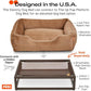 FUZI Luxury Aesthetic Dog Bed with Extra Cover for Medium Dogs, Washable Pet Couch, Pet Bed with Sides, Non-Slip Bottom, Soft & Durable Calming Bed, Faux Rabbit Fur, Medium 31.75x23.6x9.5 Light Brown