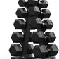 PAPABABE Hex Dumbbell Sets with Rack, 60-550lb Rubber Coated Dumbbell Weight Set and Storage Rack, Multiple Options Hand Weights for Strength Training