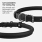CollarDirect Rolled Leather Dog Collar, Soft Padded Round Puppy Collar, Handmade Genuine Leather Collar Dog Small Large Cat Collars 13 Colors (6-7 Inch, Black Smooth)