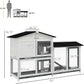 PawHut 62" Rabbit Hutch, Wooden Bunny Hutch, Guinea Pig Cage, Small Animal Enclosure with Run Area, Removable Tray, Asphalt Roof, Lockable Doors and Ramp, for Rabbits, Chickens, Ducks, White