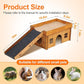 Wooden Guinea Pig Hideout, Large Hamster Hideout, Small Animal House Habitats with Stairs, Upgraded Pets Hut Castle for Guinea Pig, Bunny, Chinchillas, Hamster, Rabbit