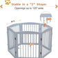 Freestanding Pet Gate for Dogs, Foldable Wooden Dog Gate for House, Extra Wide Indoor Pet Barrier for Stair, Doorway, Hall, Support Feet Included, 120 Inch Wide, 6 Panels 24", Grey