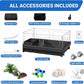 GOZILLA Small Turtle Tank with Adjustable Lamp, Acrylic Turtle Tank Starter Kit, Reptile Habitat and Terrarium with Multi-Functional Areas for Tortoise, Crab, Crayfish, Small Reptile.(Tank+Lamp)