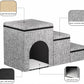 Dog Stairs with Storage, 3-Step Wider Dog Steps with Condo for Dogs and Cats, Pet Stairs for High Bed Climbing, Grey